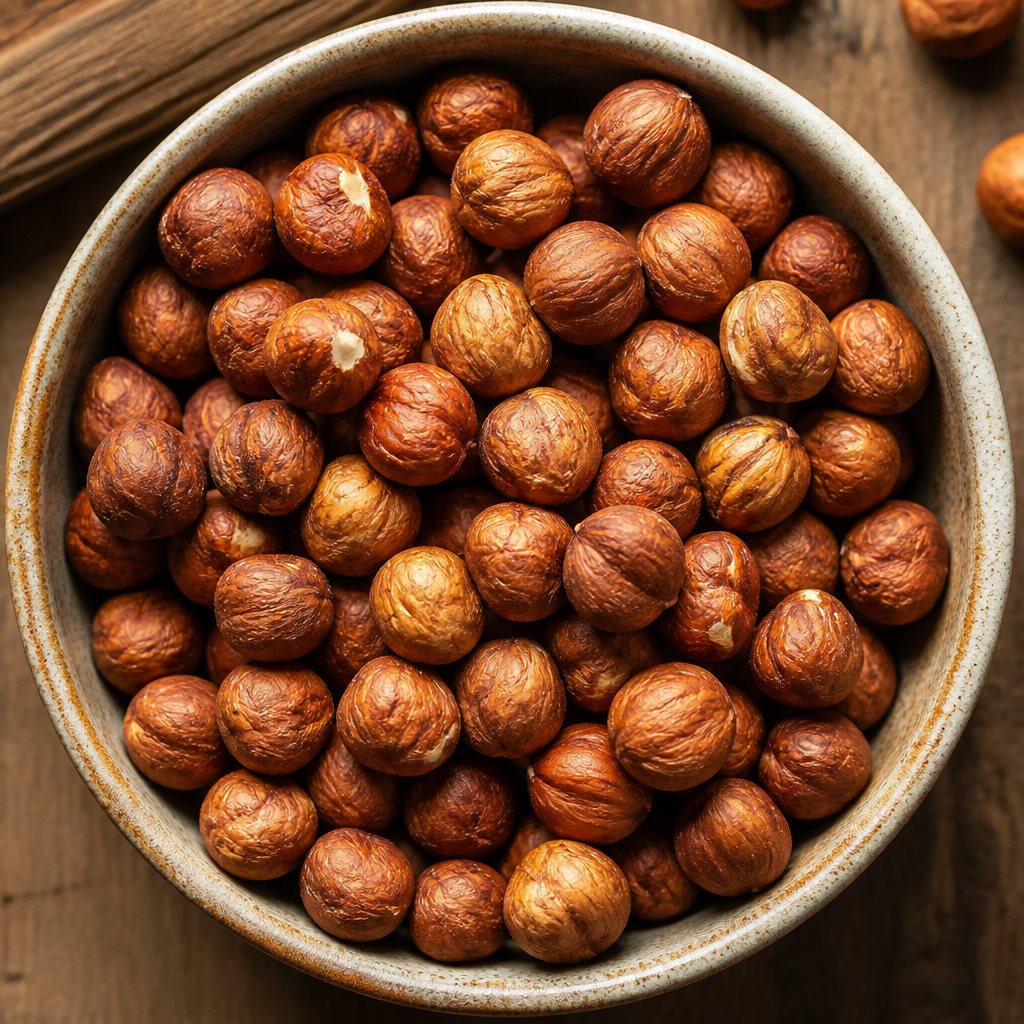 Hazelnut in Black Ceramic Bowl
